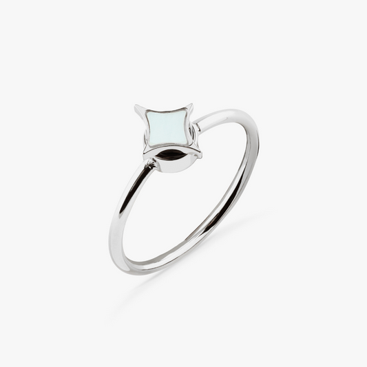 Silver North Star Pearl Anxiety Ring