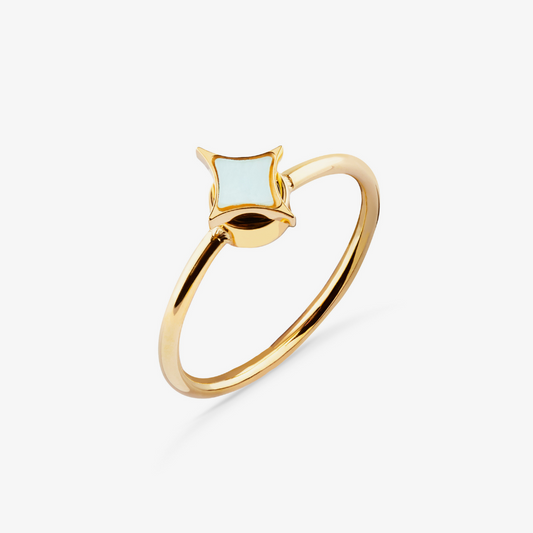 Gold North Star Pearl Anxiety Ring