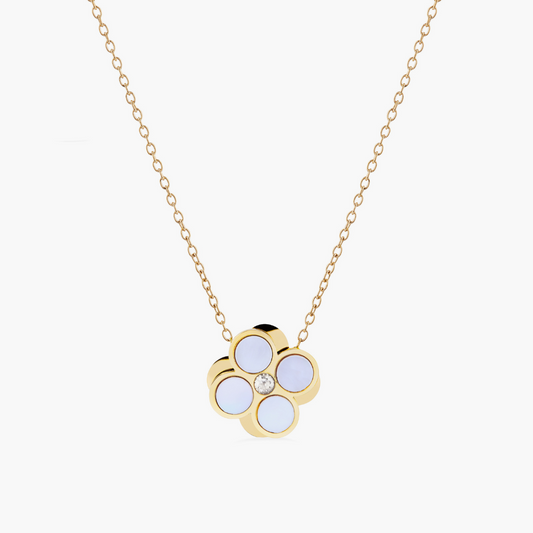 Gold Rotating Pearl Clover Necklace