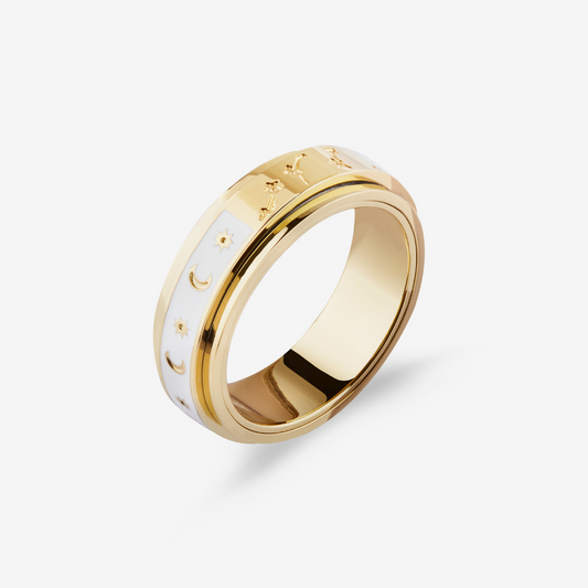 Gold Half Star And Constellation Crystal Anxiety Ring