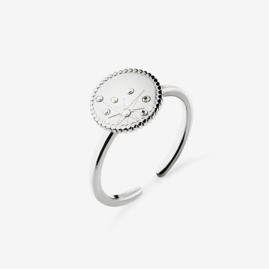 Silver Adjustable Star Sky Spinning Disc Ring