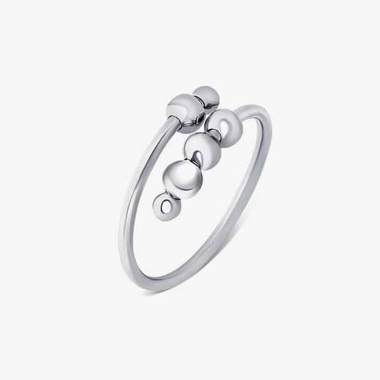 Silver 4-Bead Adjustable Anxiety Ring