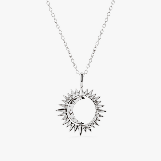 Silver Rotating Moon Necklace