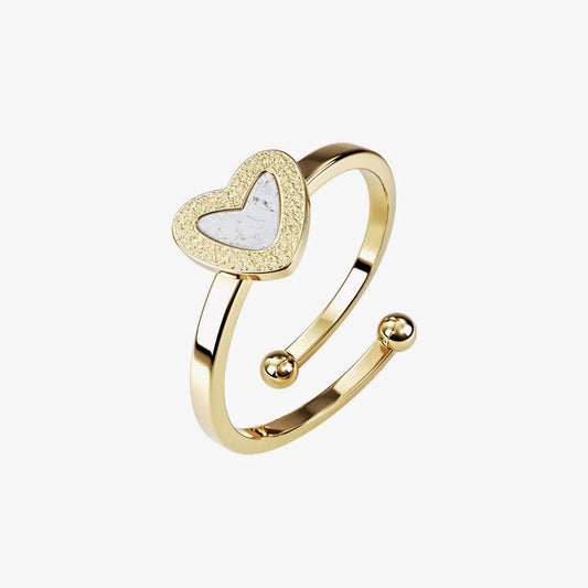 Gold Spinning Heart Pearl Adjustable Ring