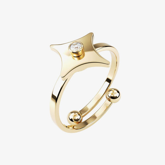 Gold Diamond Adjustable Anxiety Ring