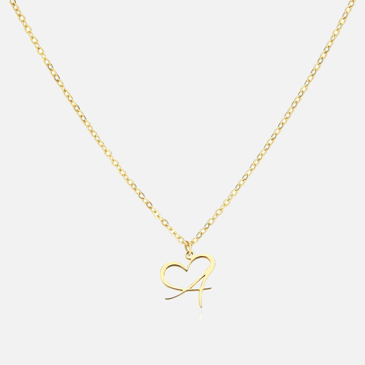 Cursive Letter Necklace Heart